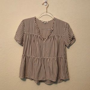 Madewell Seamed Popover Top in Dunfield Stripe XS